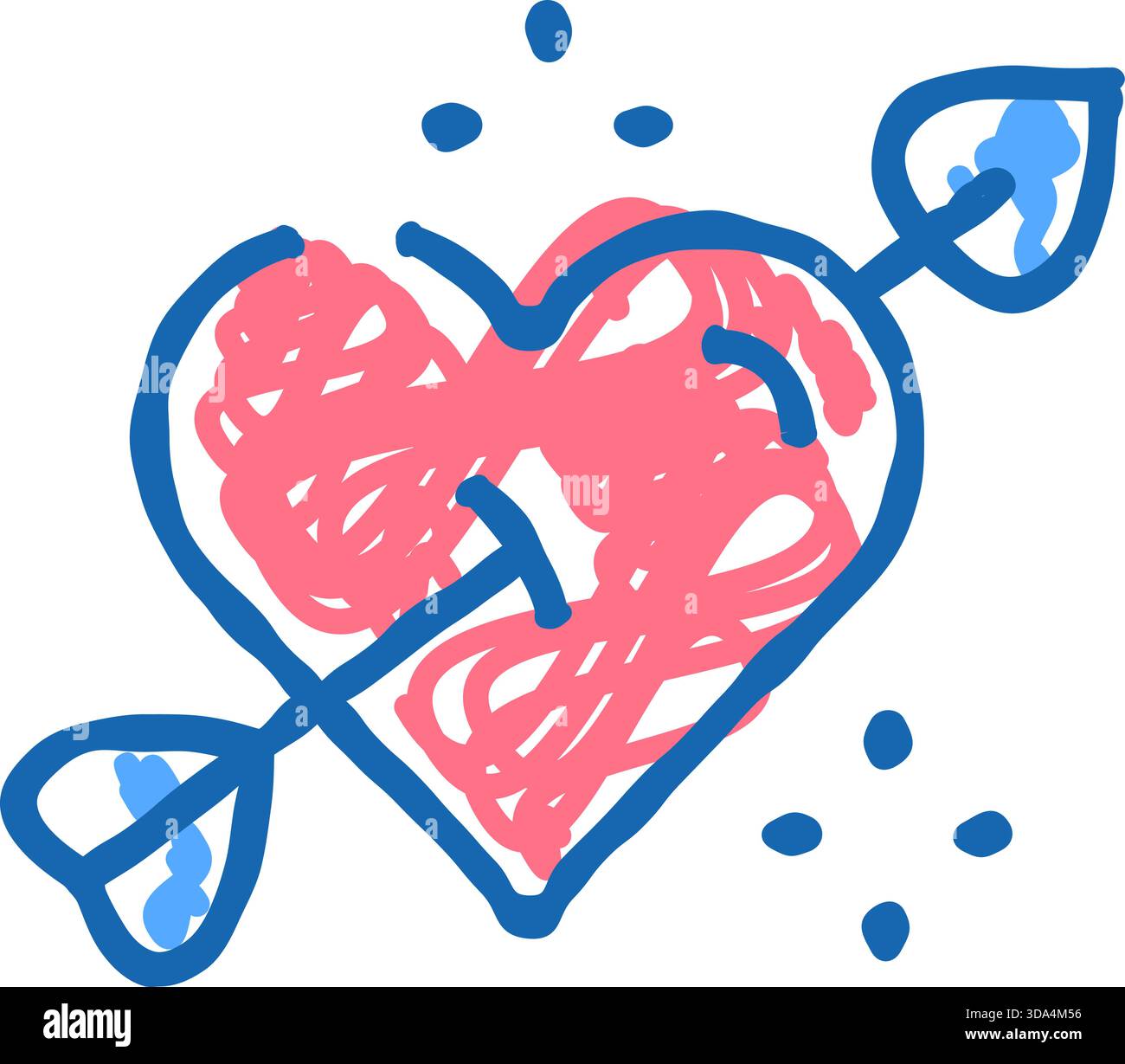 Heart with arrow outline drawing doodle art style Stock Vector Image ...