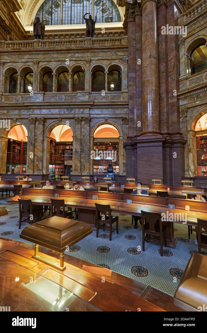 Interior of the reading rom of Library of Congress, Washington DC Stock Photo