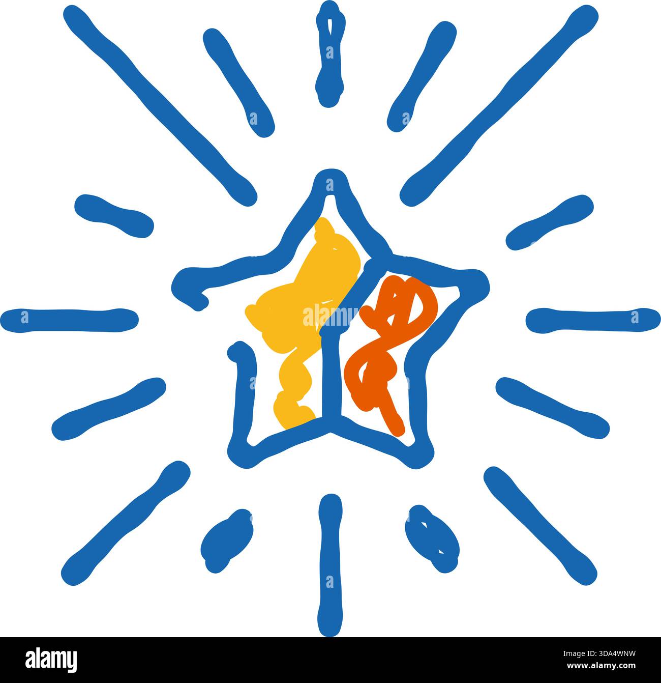 Star doodle radiating lines Cut Out Stock Images & Pictures - Alamy