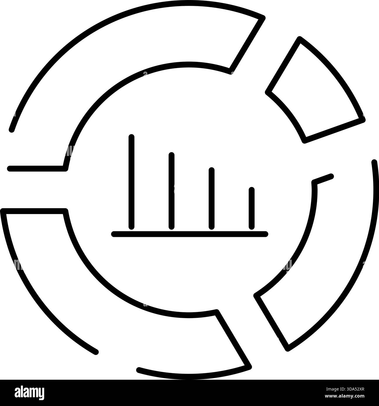 Analyzing business data progress with a circular bar chart Stock Vector ...