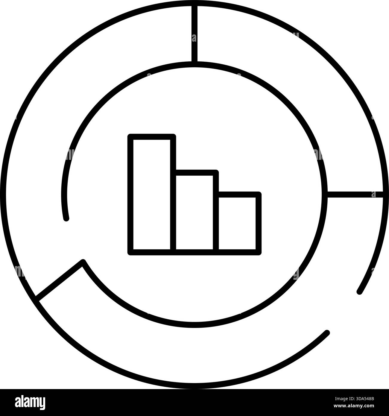 Data analysis diagram showing bar chart inside circle Stock Vector ...