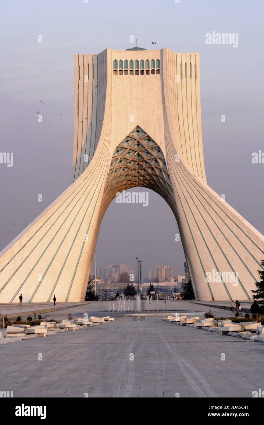 The Azadi Tower, or King Memorial Tower, is the symbol of Teheran, Iran ...