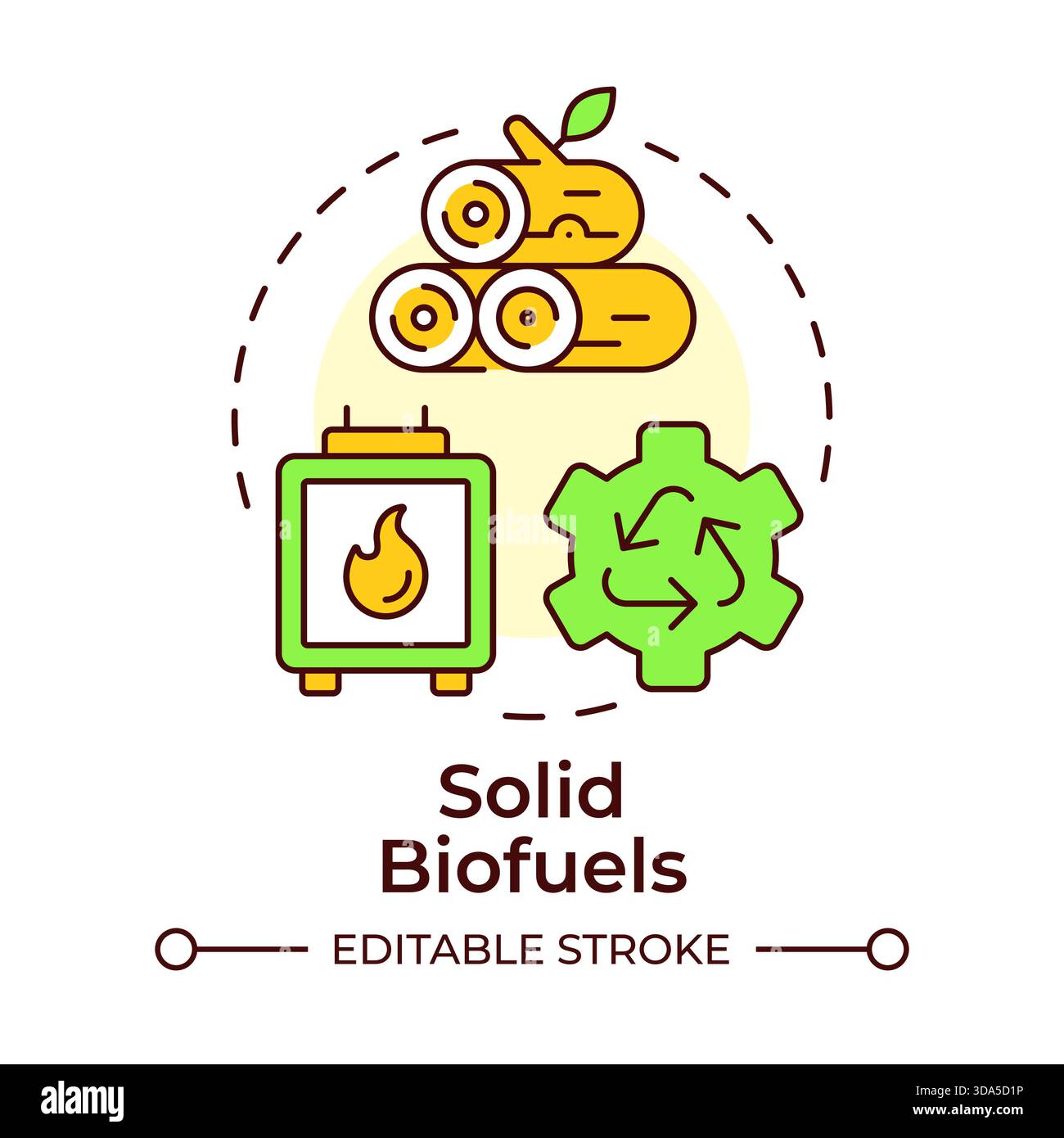 Solid biofuels multi color concept icon Stock Vector