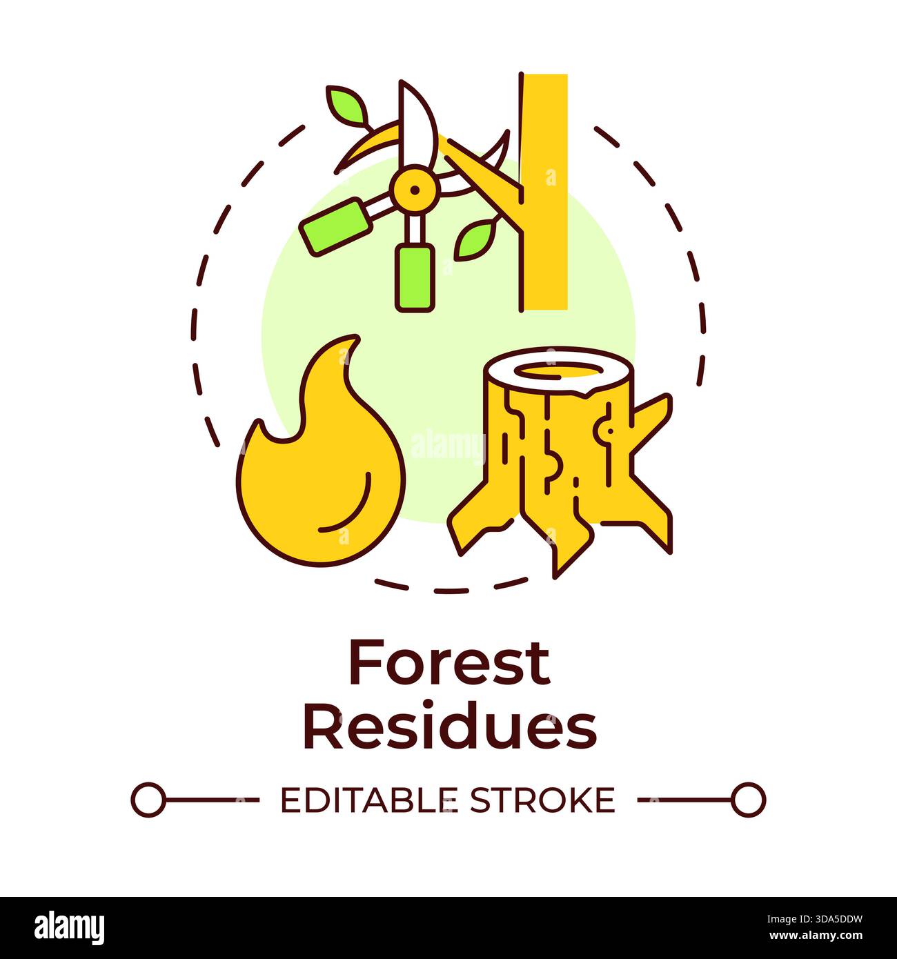 Forest residues multi color concept icon Stock Vector