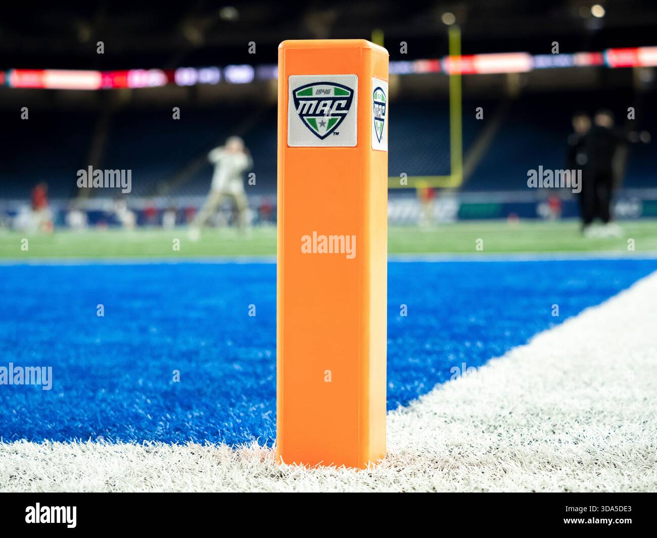 DETROIT, MI - DECEMBER 06: The MAC conference logo is placed on a pylon ...