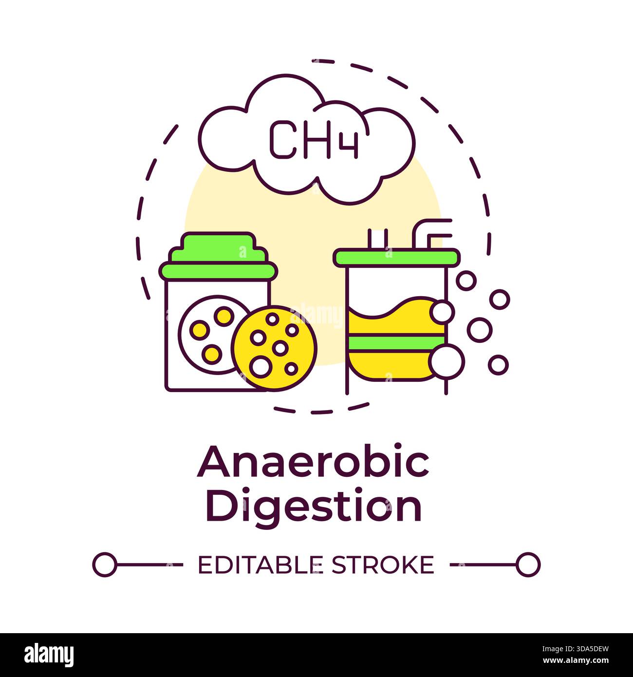 Anaerobic digestion multi color concept icon Stock Vector