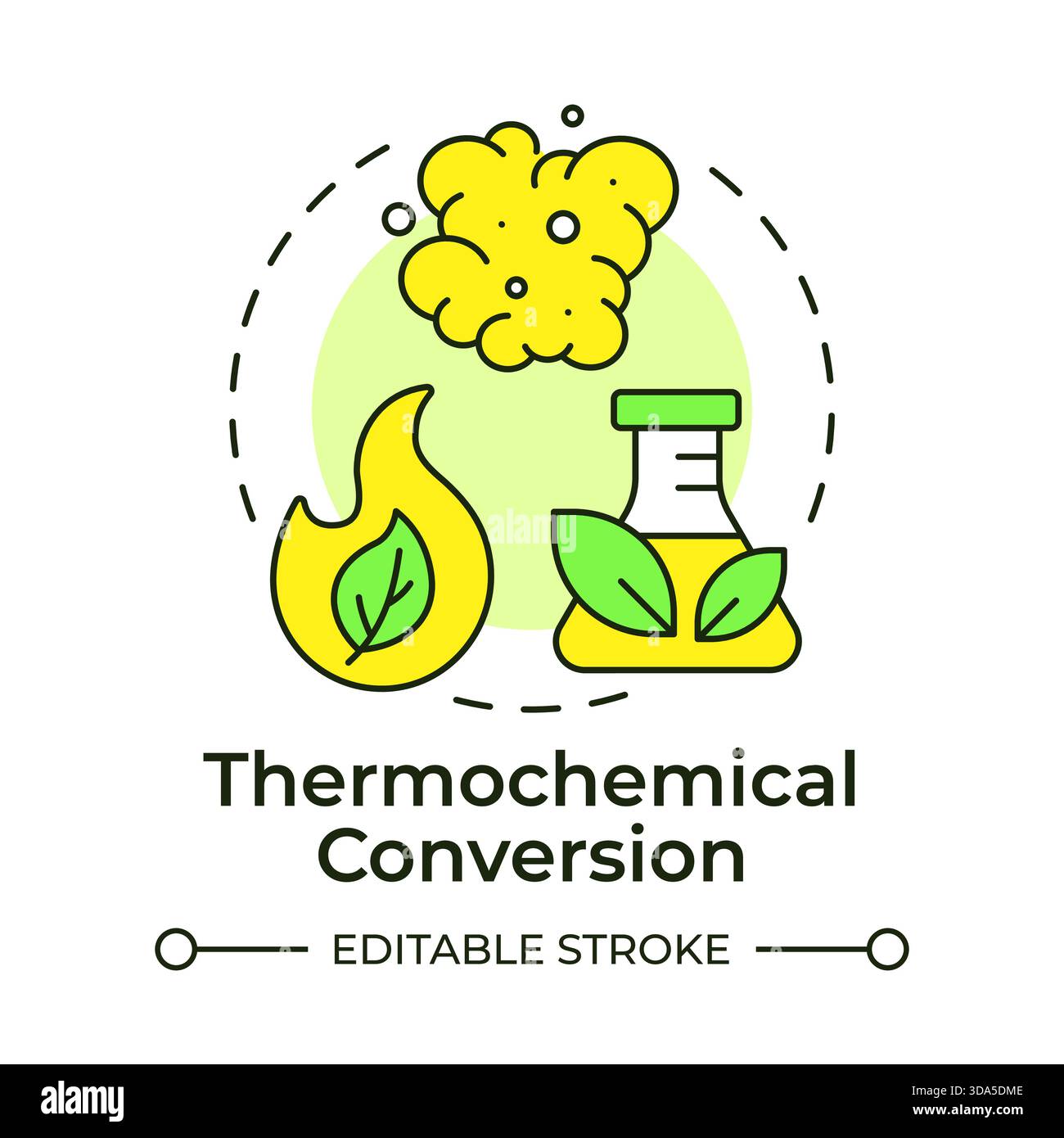 Thermochemical conversion multi color concept icon Stock Vector