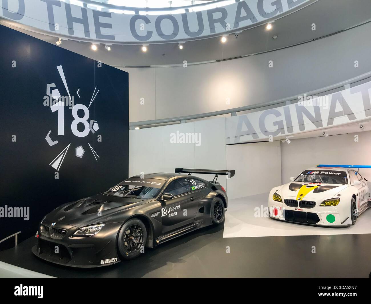 BMW race cars displayed inside BMW Welt in Munich, Germany, showcasing ...