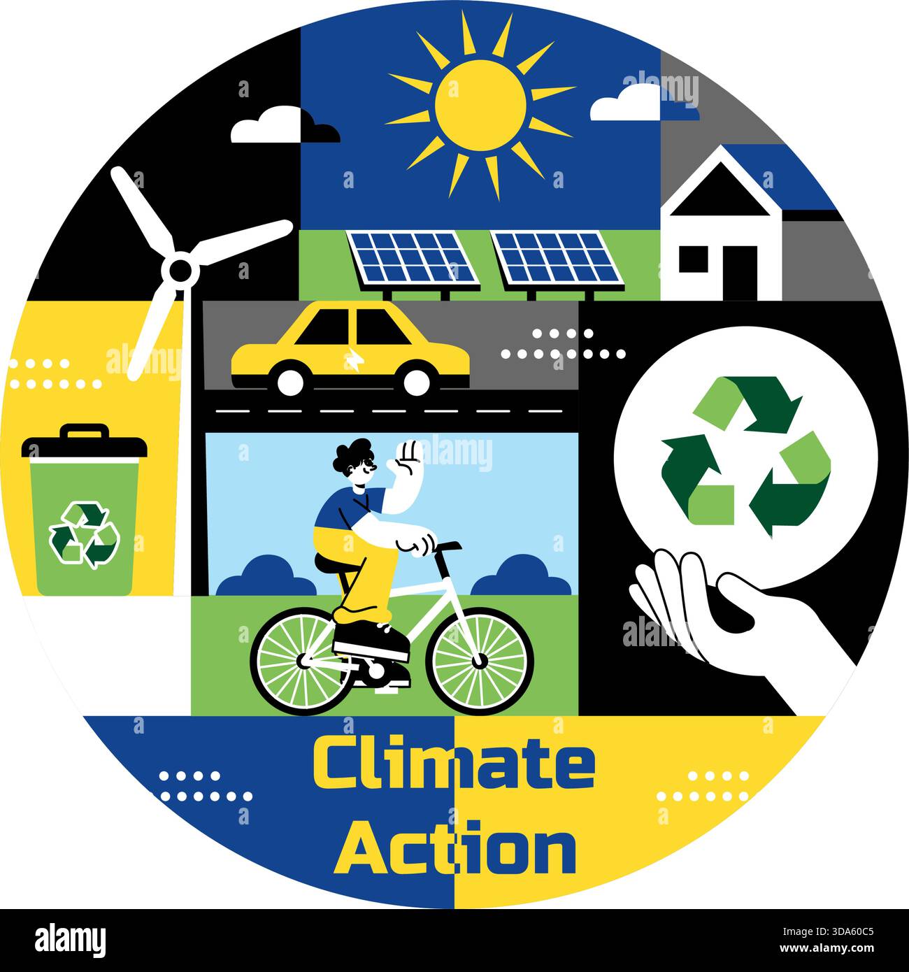 Climate Action Vector Illustration Featuring Global Earth Environment ...