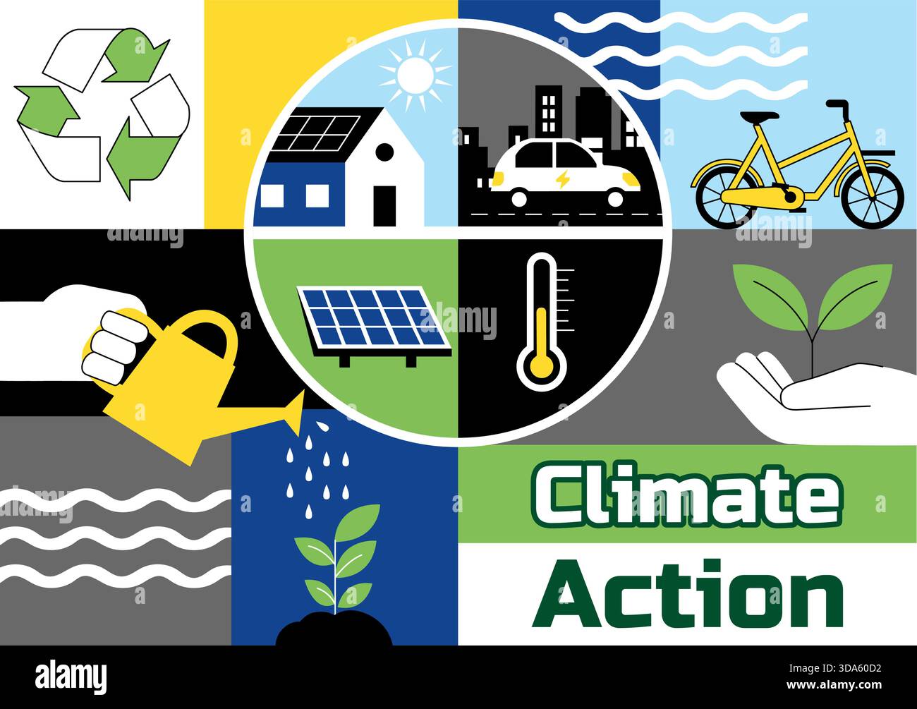 Climate Action Vector Illustration Featuring Global Earth Environment ...