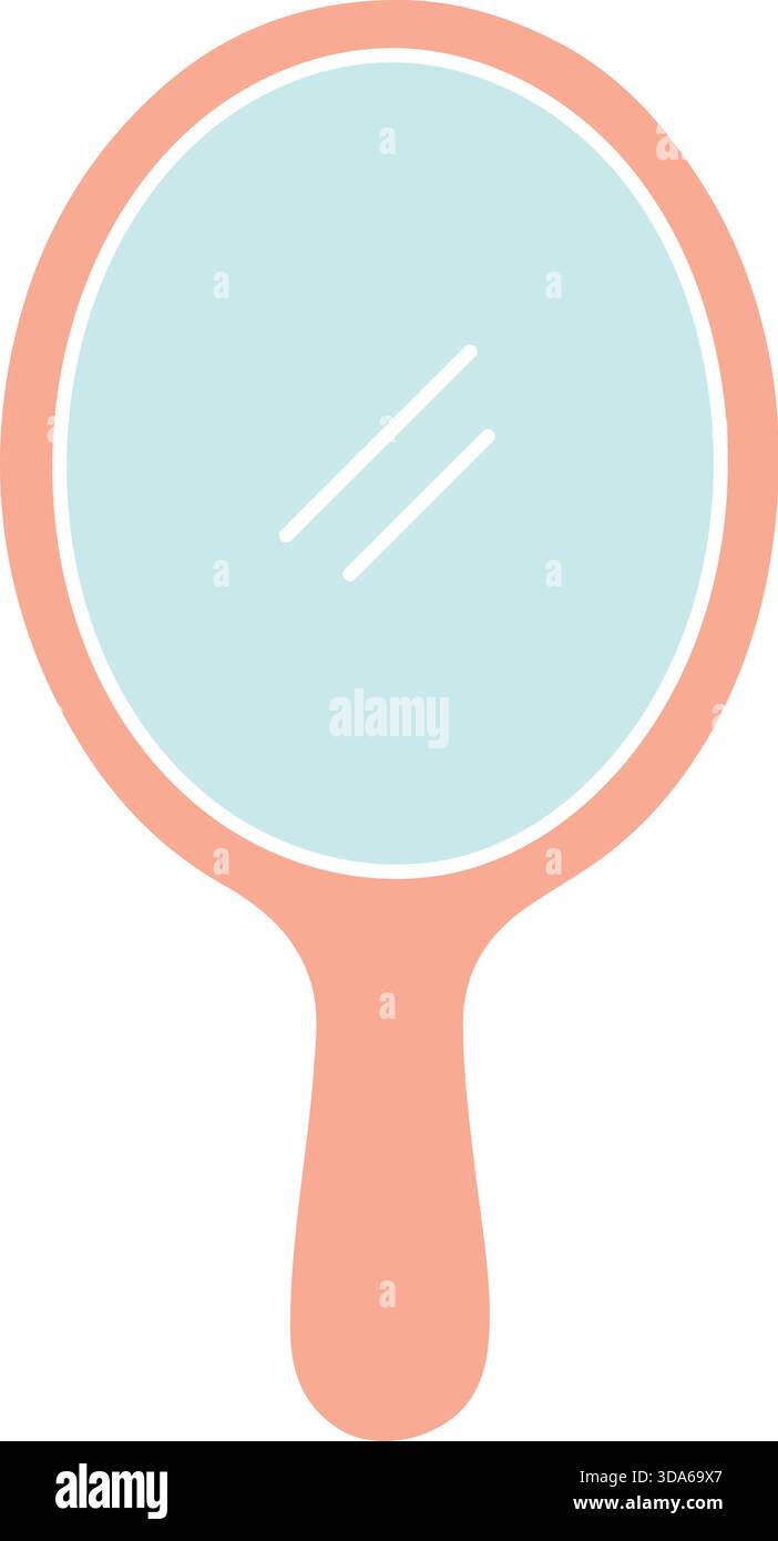 Simple handheld mirror with round reflective face and short handle. Stock Vector
