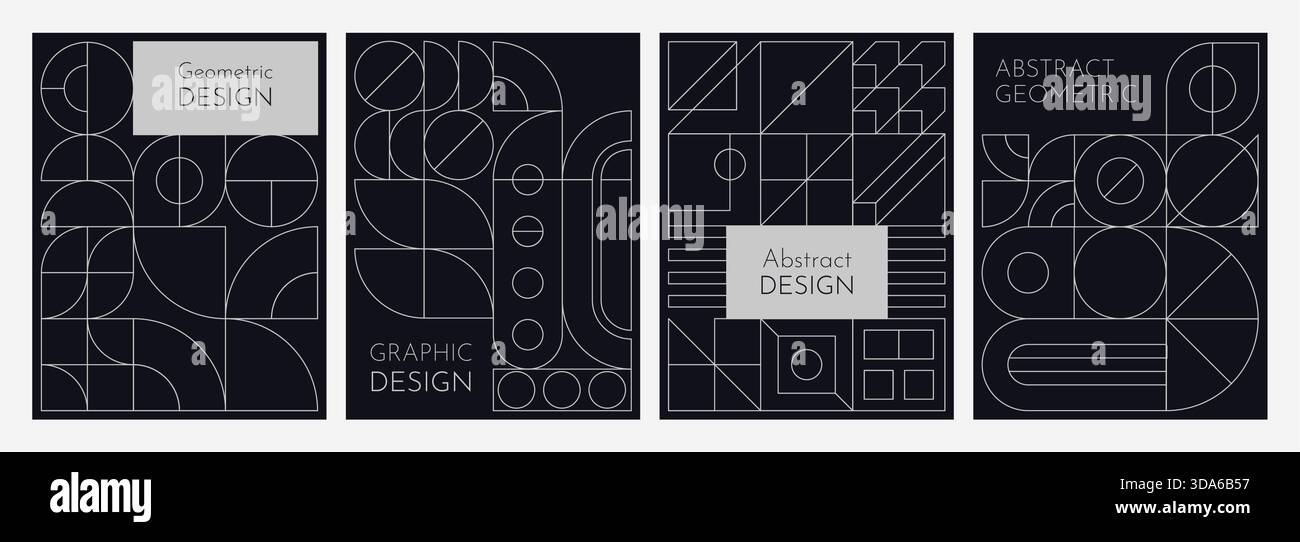 Poster Design With Rectangular Elements. Examples Modern abstract geometric vector posters with line patterns. Minimalist ...