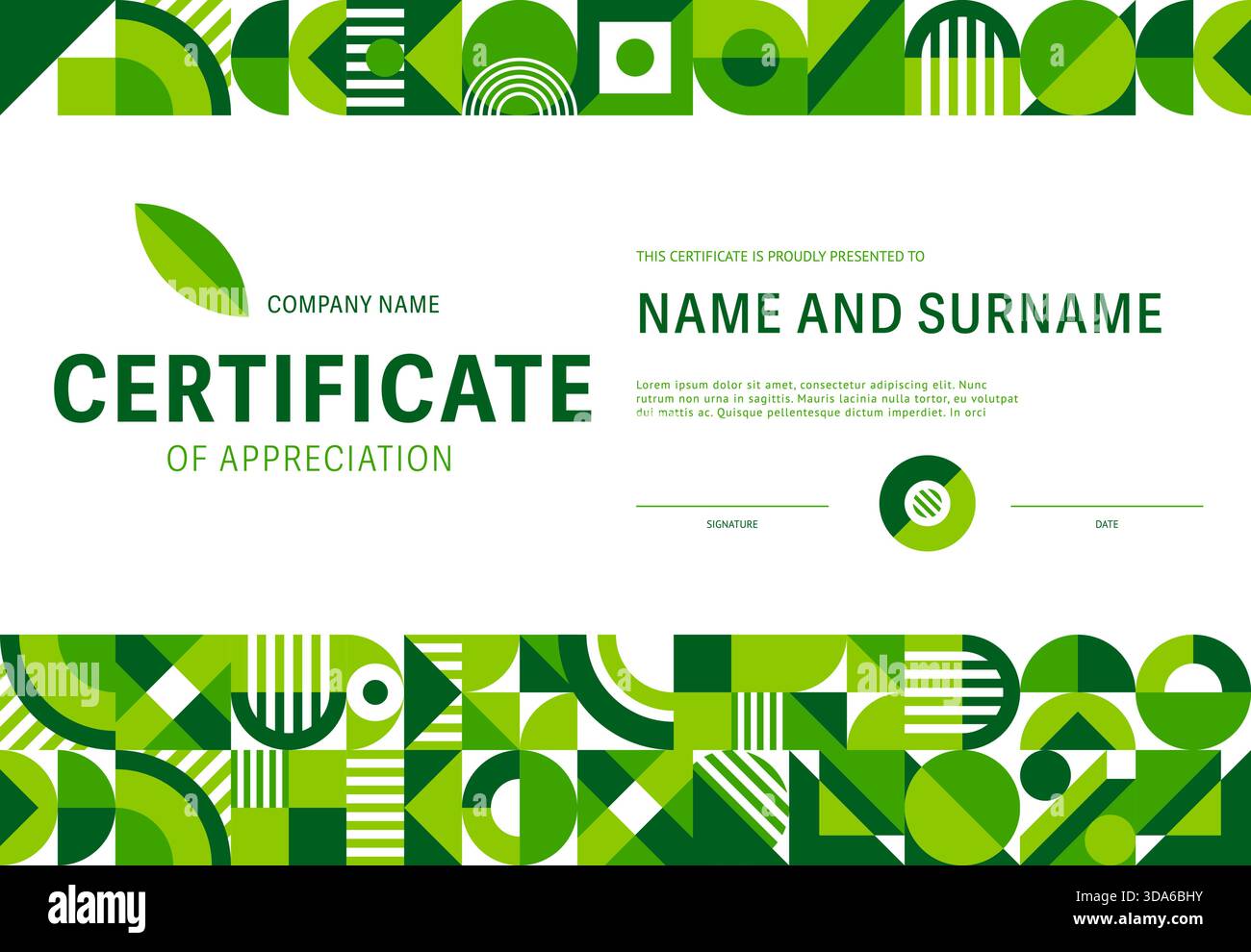 Environment certificate of appreciation with geometric ecology pattern ...