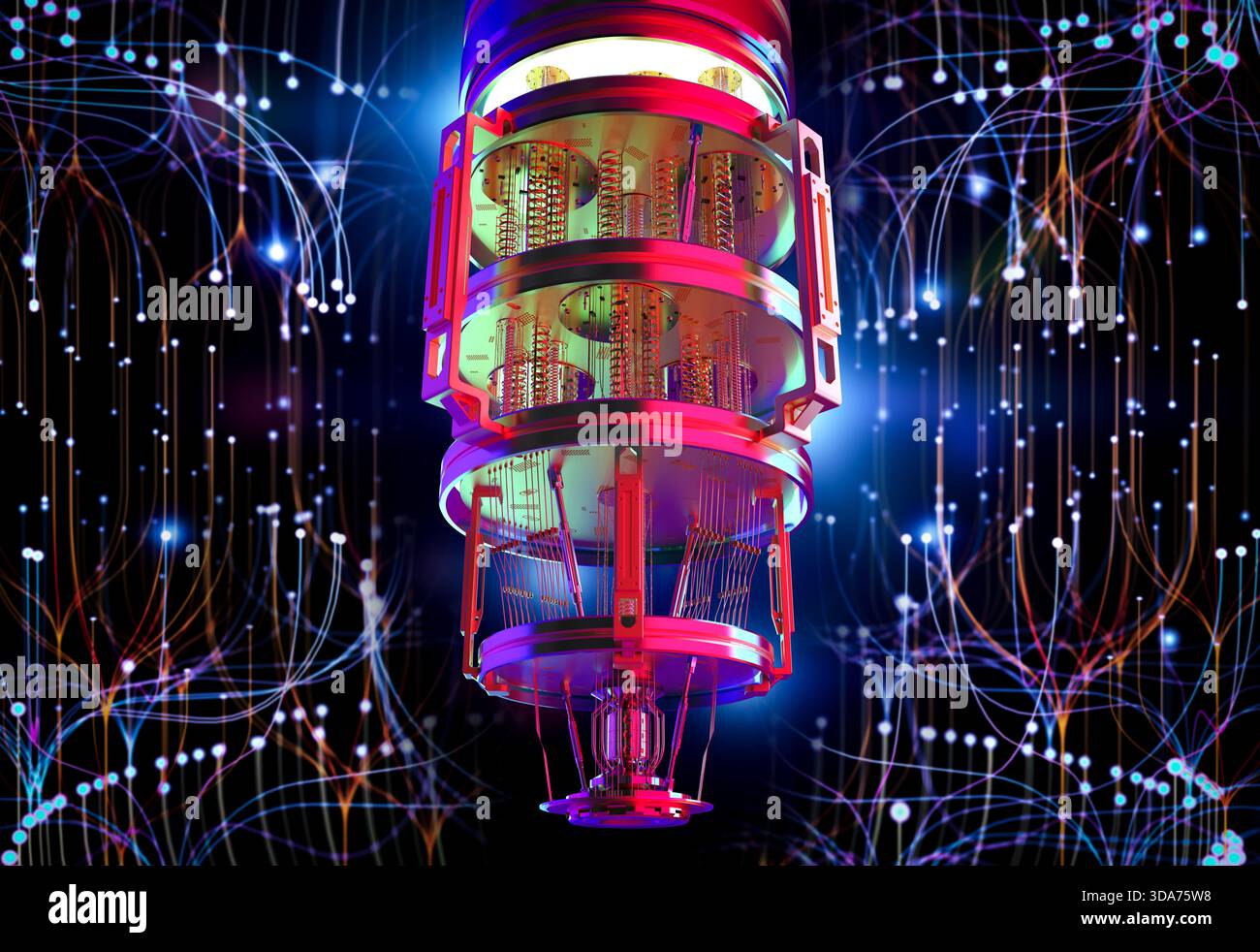 3d rendering quantum computer machine working for big data analysis Stock Photo