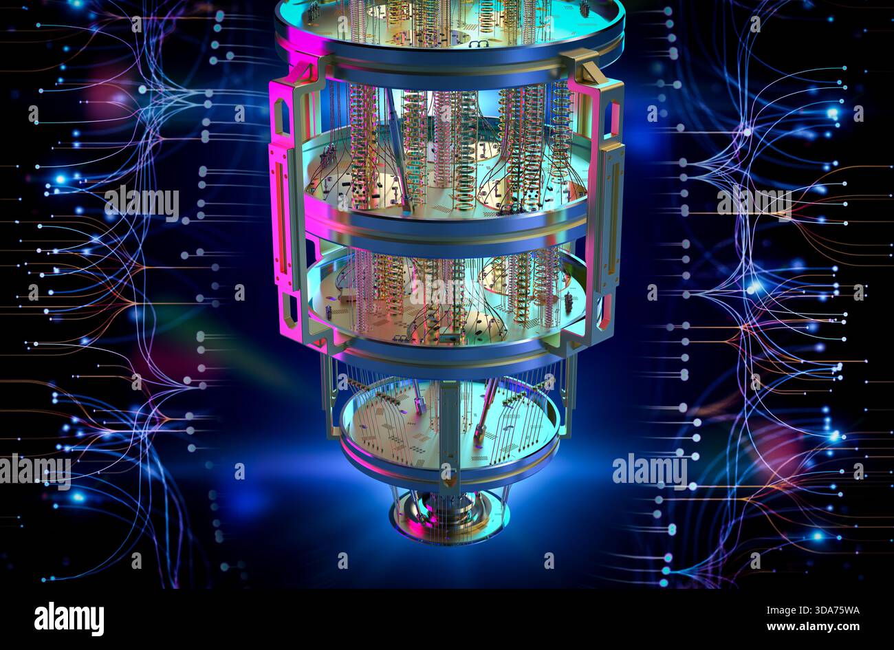3d rendering quantum computer machine working for big data analysis Stock Photo