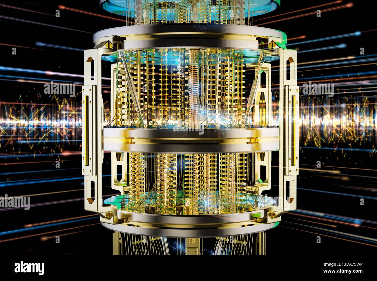 3d rendering quantum computer machine working for big data analysis Stock Photo