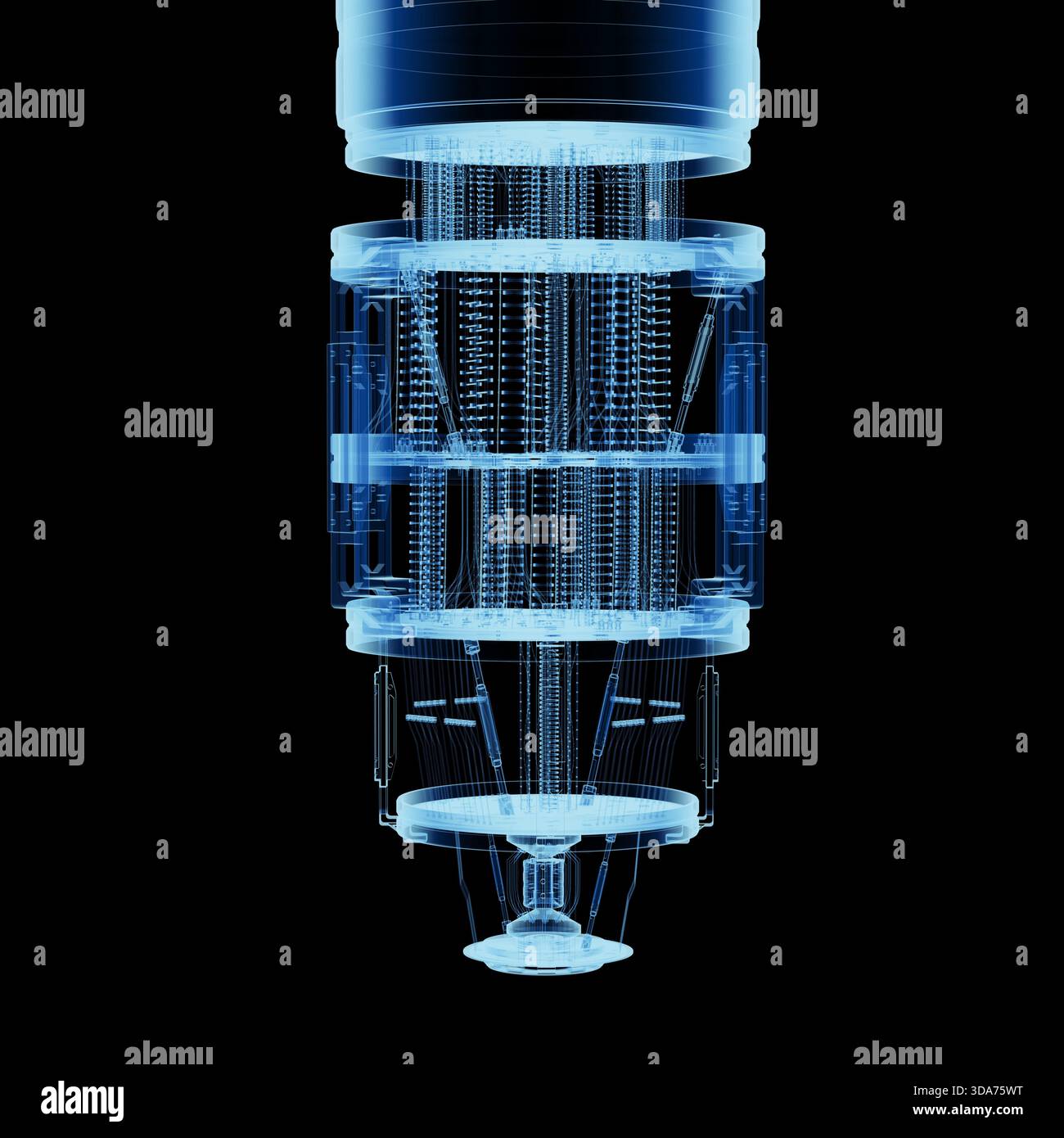 3d rendering x-ray quantum computer machine isolated on black Stock Photo