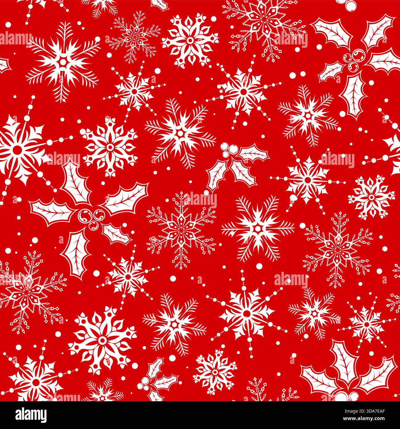 Christmas seamless background with snowflake, mistletoe, element for design, vector illustration Stock Vector