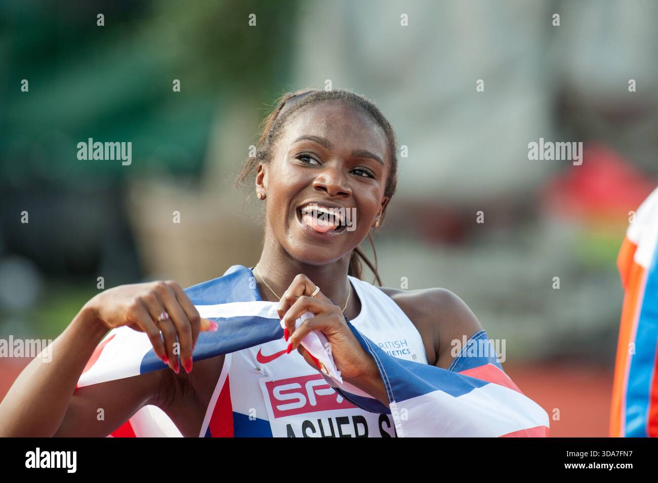 Amsterdam The Netherlands 7th July 2016. The second day of the European Championships athletics takes place in the Olympic Stadium. Dina Asher-Smith ( Stock Photo