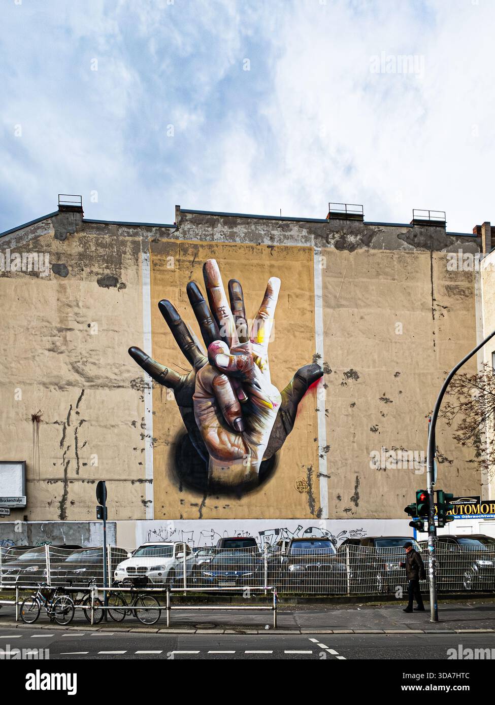 Doppel Hand Wall art in Berlin - Smartphone Captured Stock Image