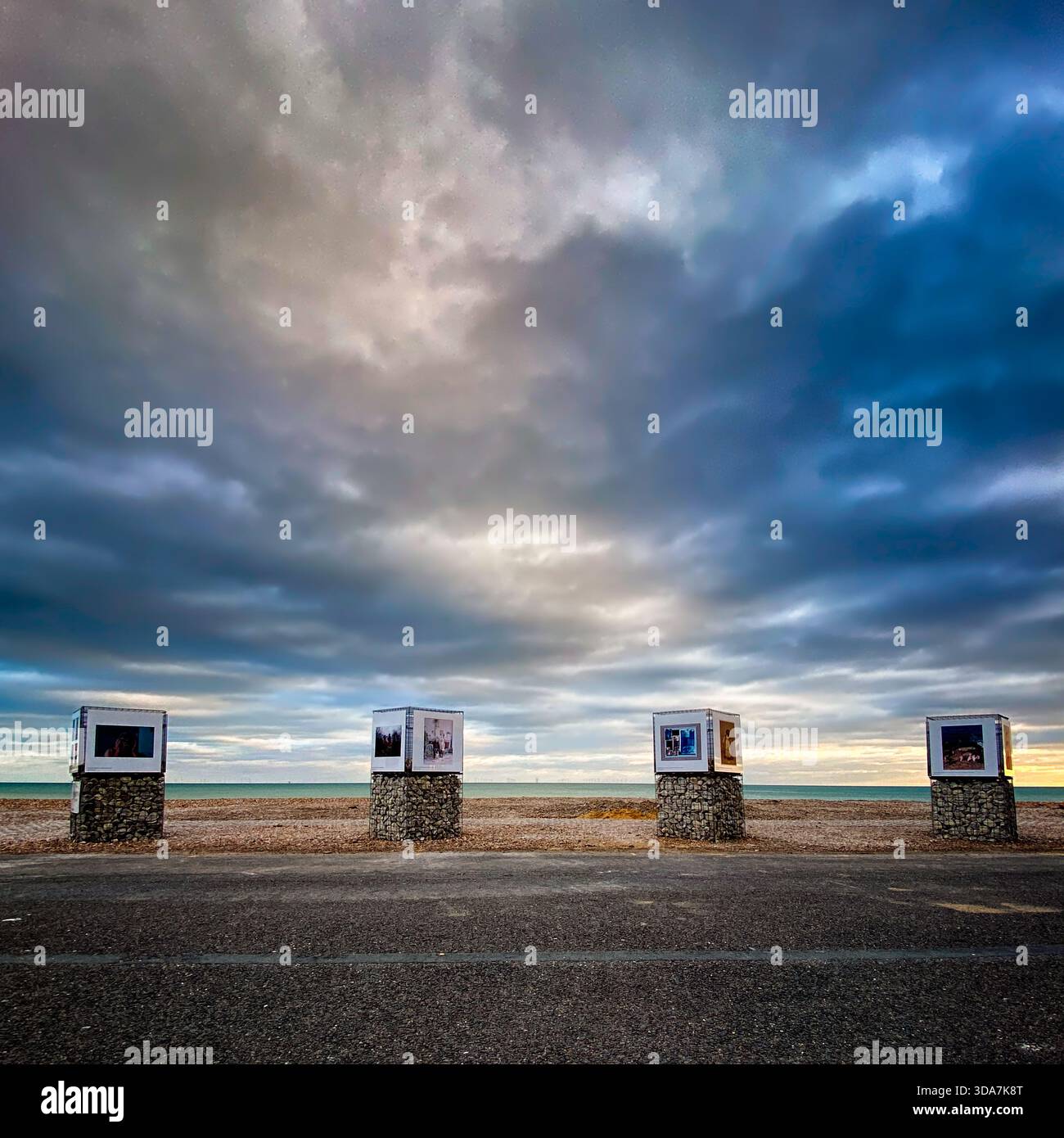 Photographic display on the promenade at Worthing beach - Smartphone Captured Stock Image
