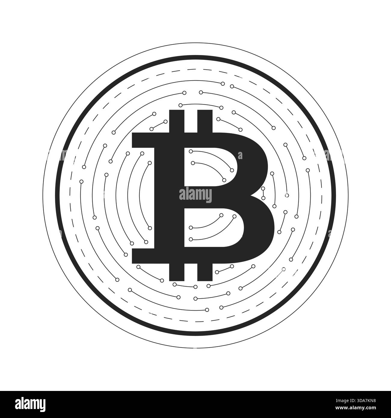 Digital bitcoin coin 2D line object Stock Vector