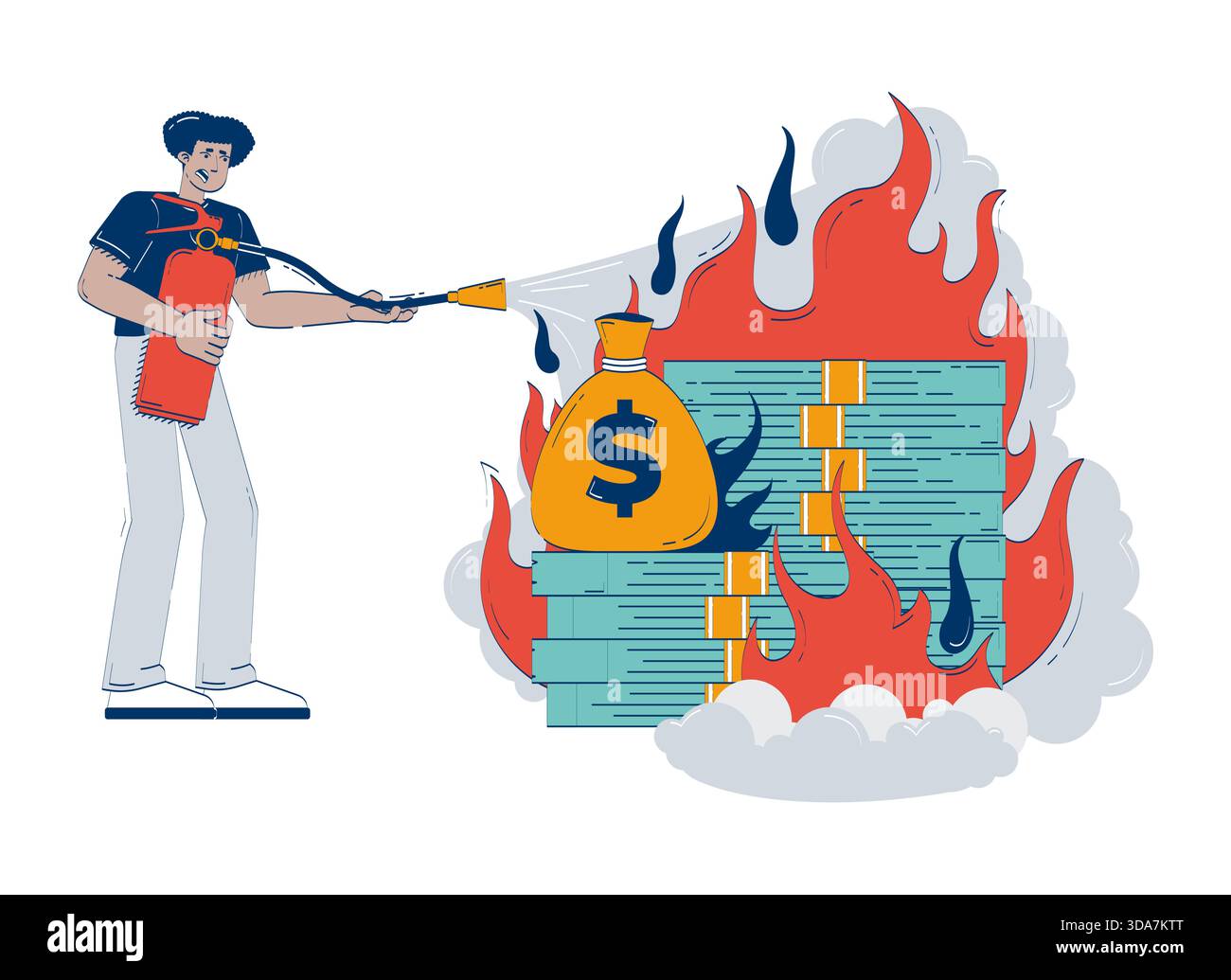 Currency devaluation doodle illustration concept Stock Vector