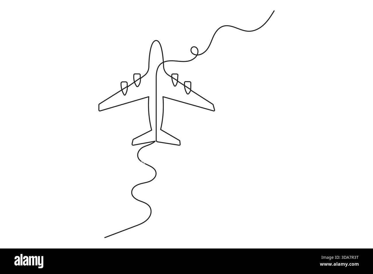 Airplane one line art on white background vector flight path concept ...