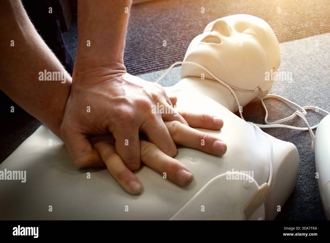 Defibrillator AED CPR emergency first aid training demonstration ...