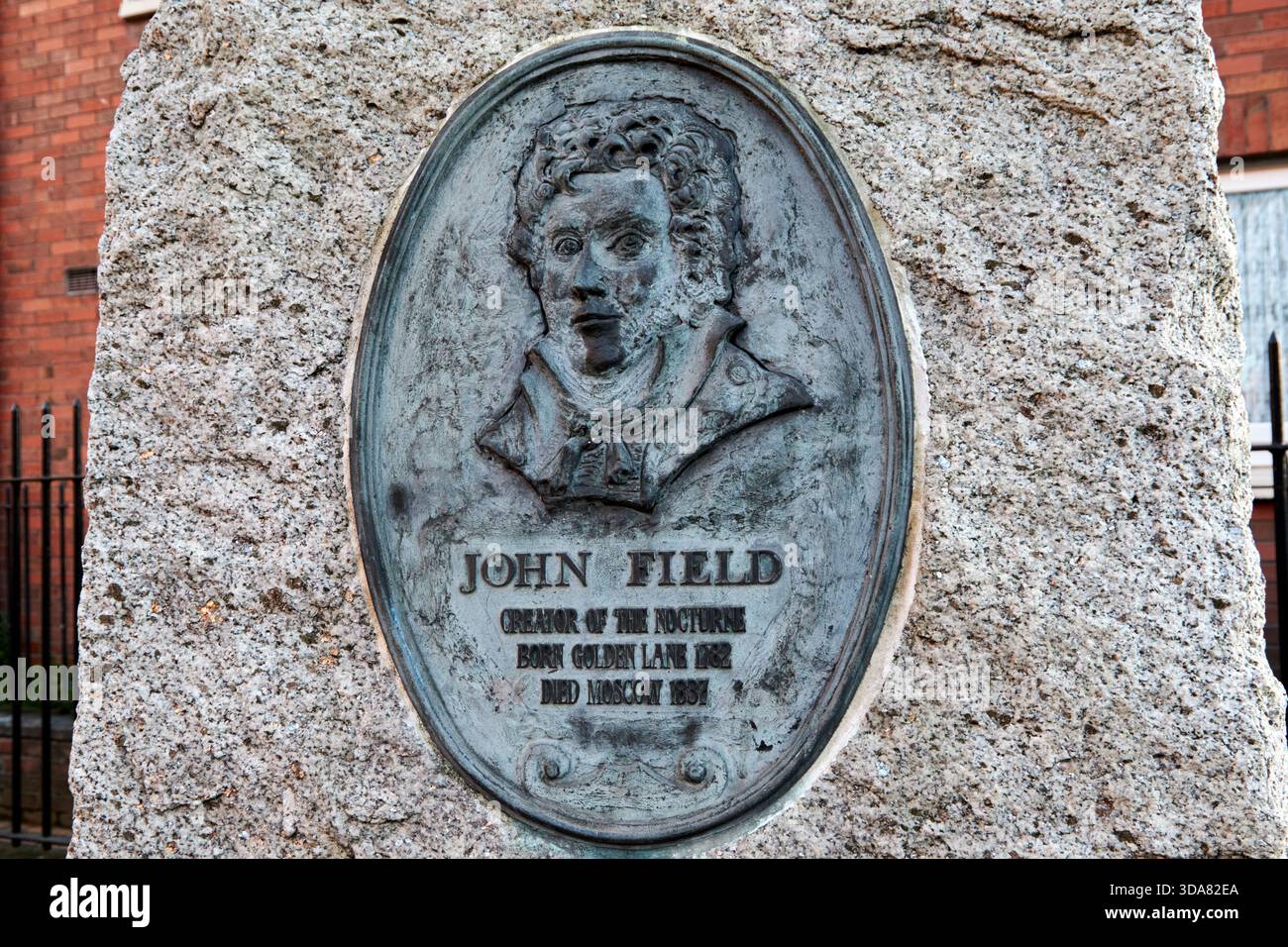 monument to john field irish pianist composer and teacher creator of the nocturne golden lane dublin, republic of ireland Stock Photo