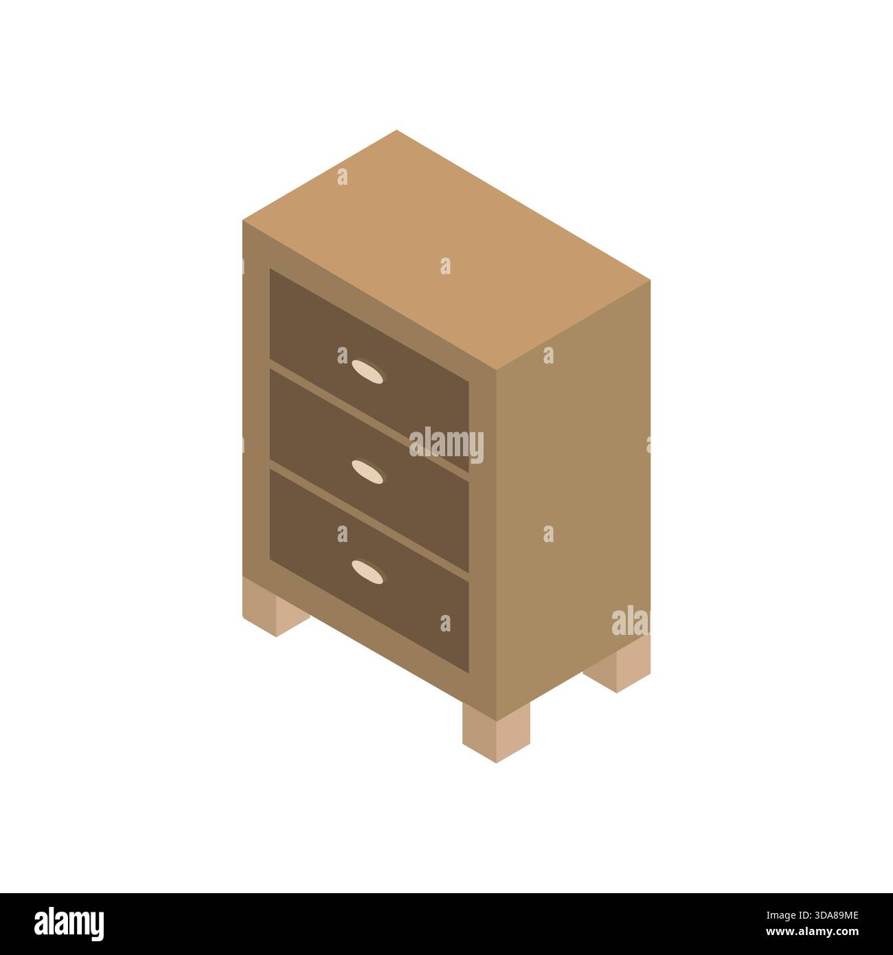 Isometric bedside table illustrated in vector on white background Stock Vector