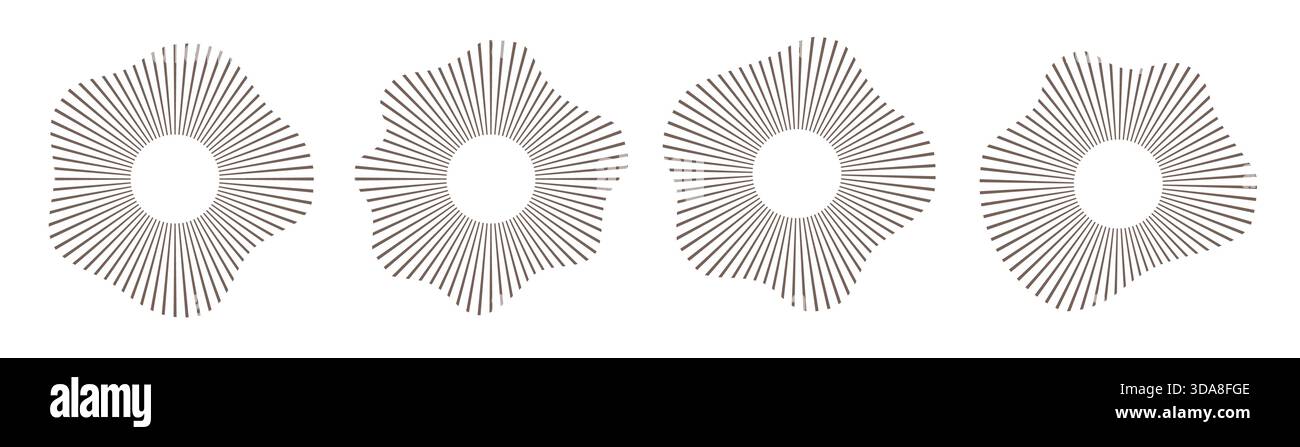 Round concentric sound waves, waveforms. Abstract linear ring, frame of ...