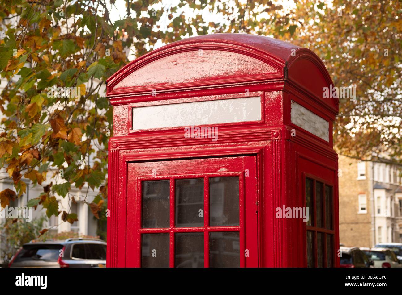 Iconic Red Telephone Box London – Classic British K6 Booth in Autumn ...