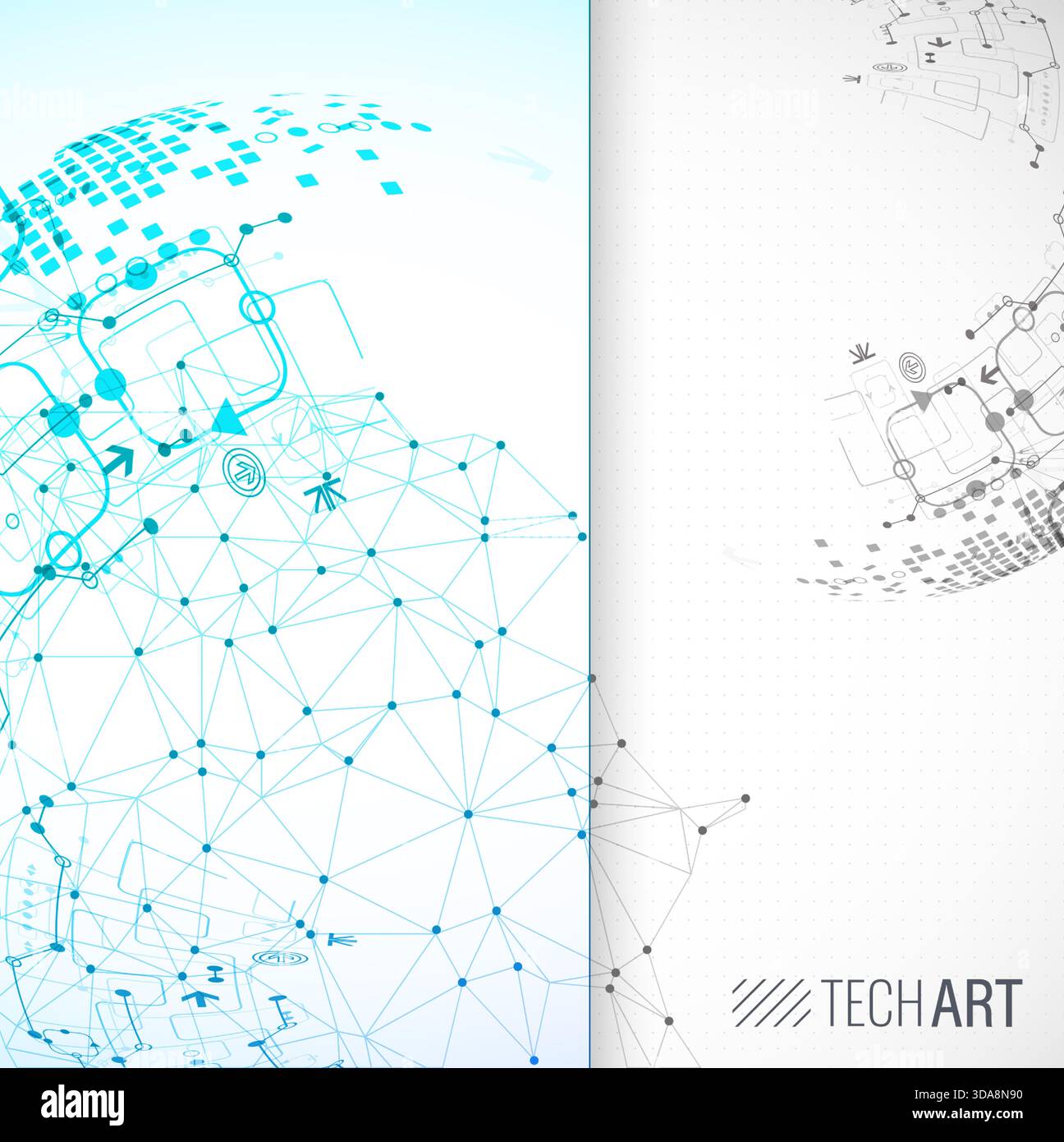 Abstract communication technology design background with highlighted blue sector. Vector Stock Vector