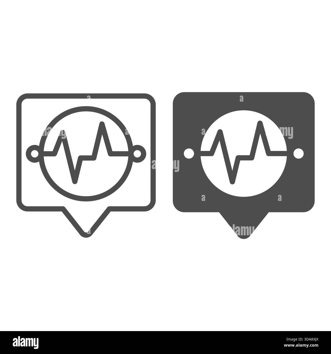 Dialog popup bubble with pulsation wave in circle line and solid icon, osint analytics concept. Vector graphics. Data sensitivity sign on white backgr Stock Vector