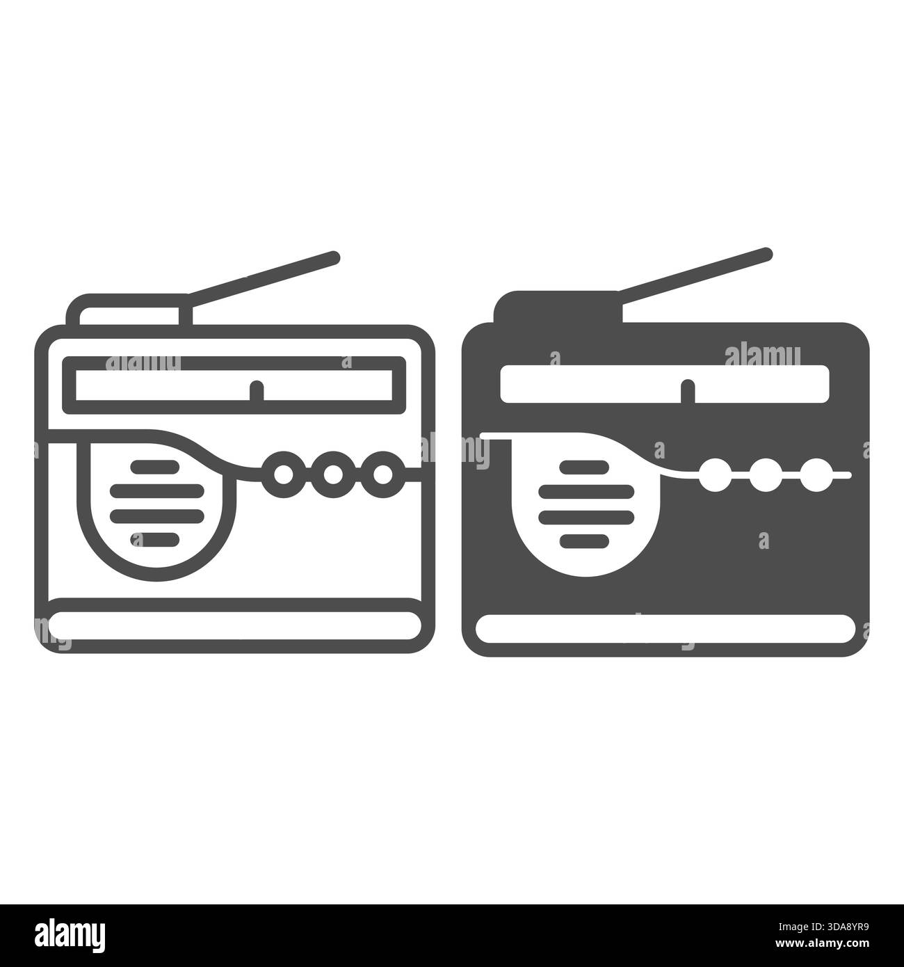 Receiver of radio signal line and solid icon, info tech concept. Vector ...