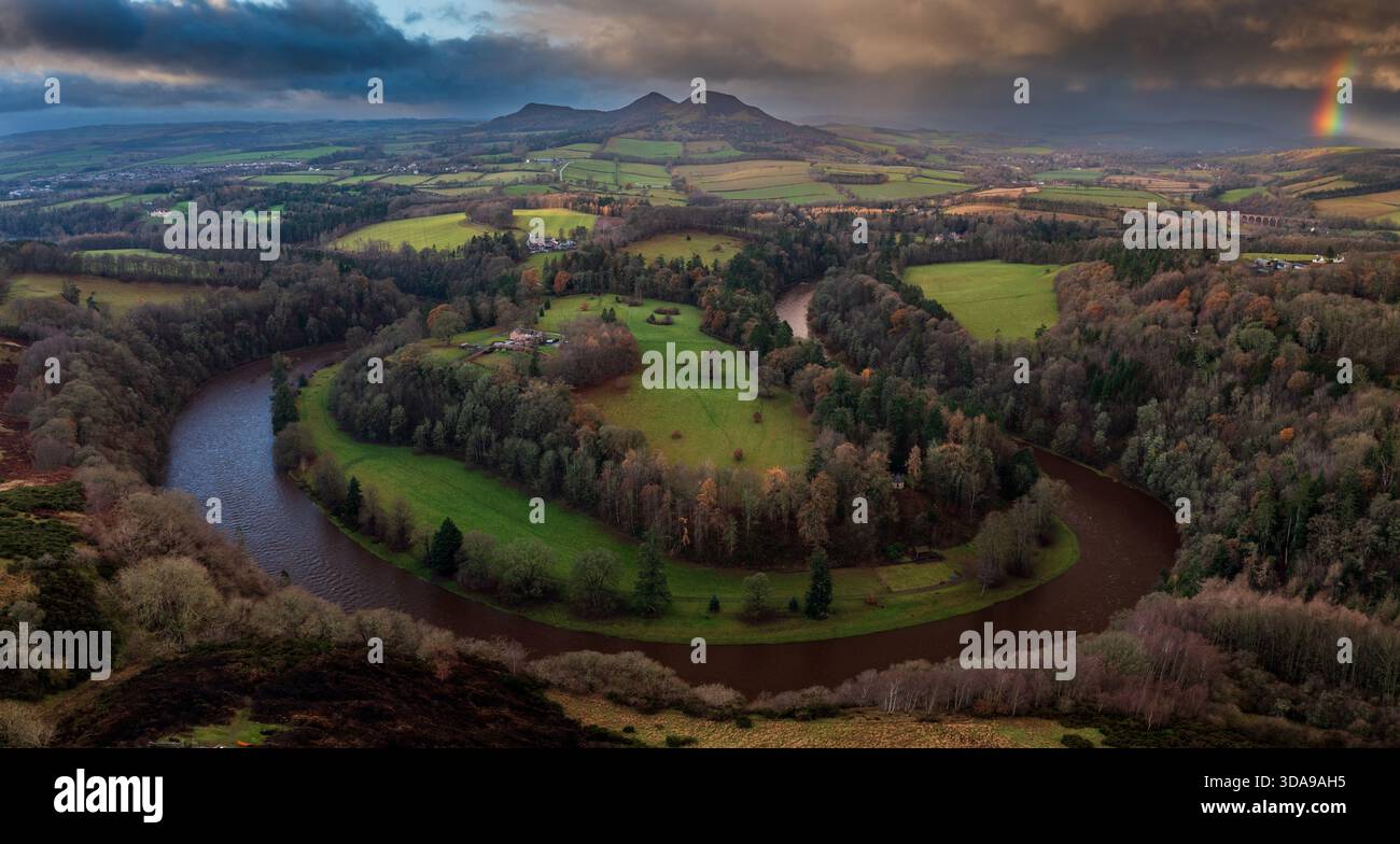 Scotts View, looking across the Tweed to Old Melrose and the Eildon ...