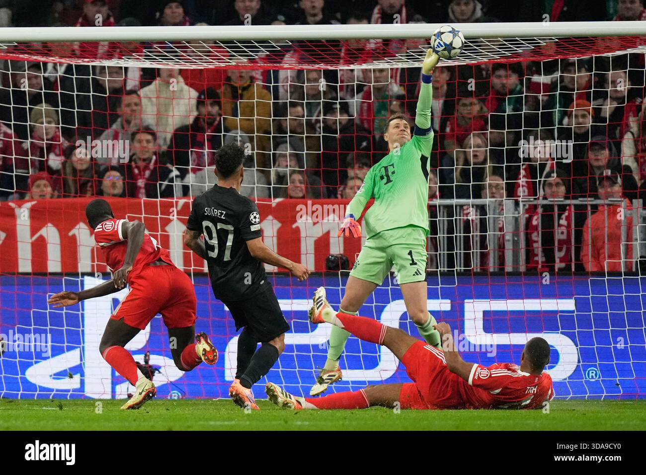 Bayern's goalkeeper Manuel Neuer makes a save during the Champions ...