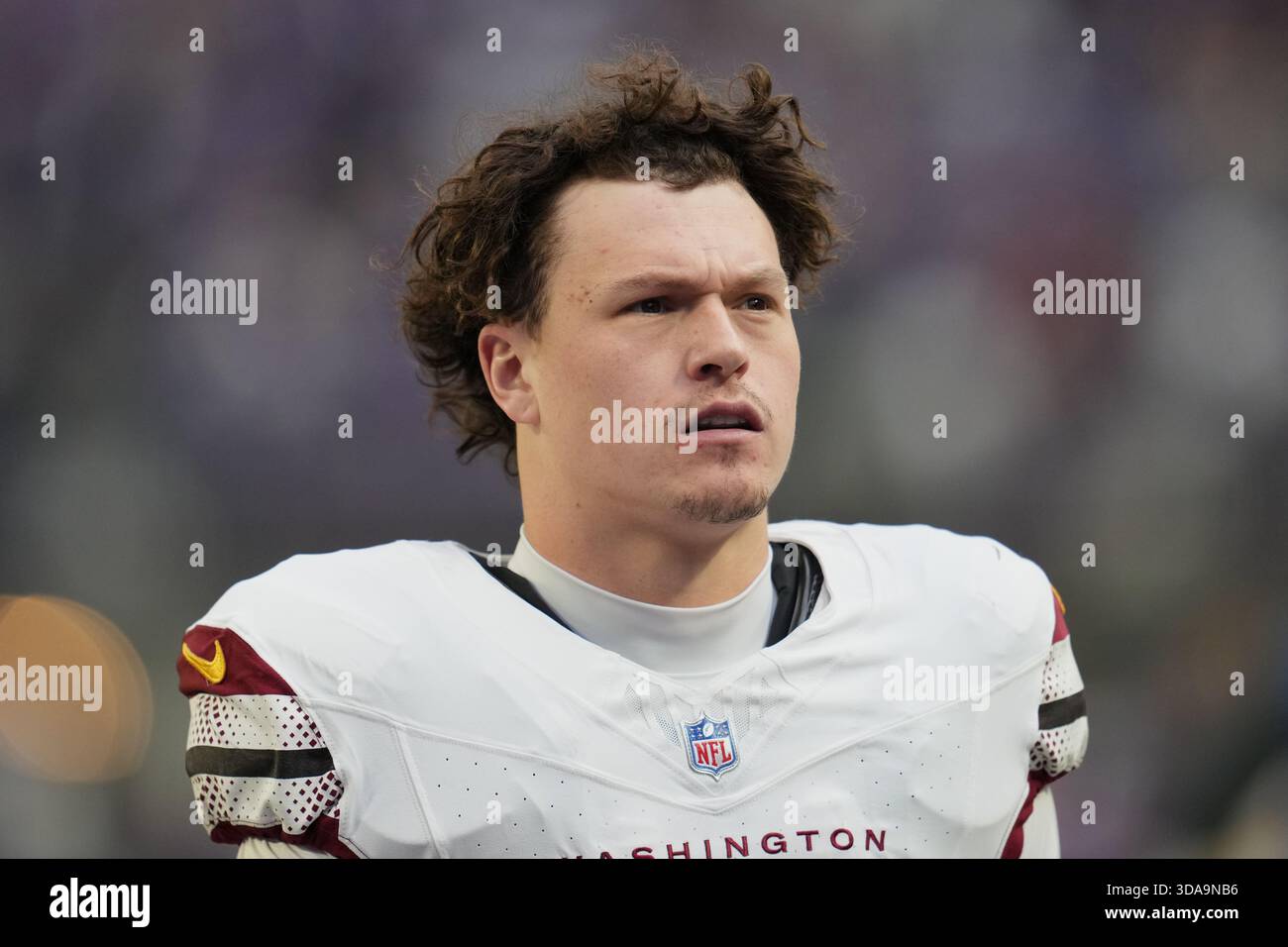 Washington Commanders linebacker Kain Medrano (56) leaves the field ...