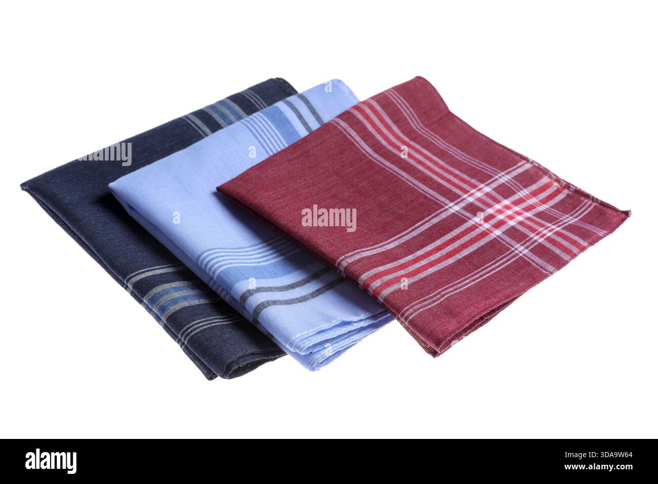 Different handkerchiefs isolated on white. Stylish accessory Stock Photo