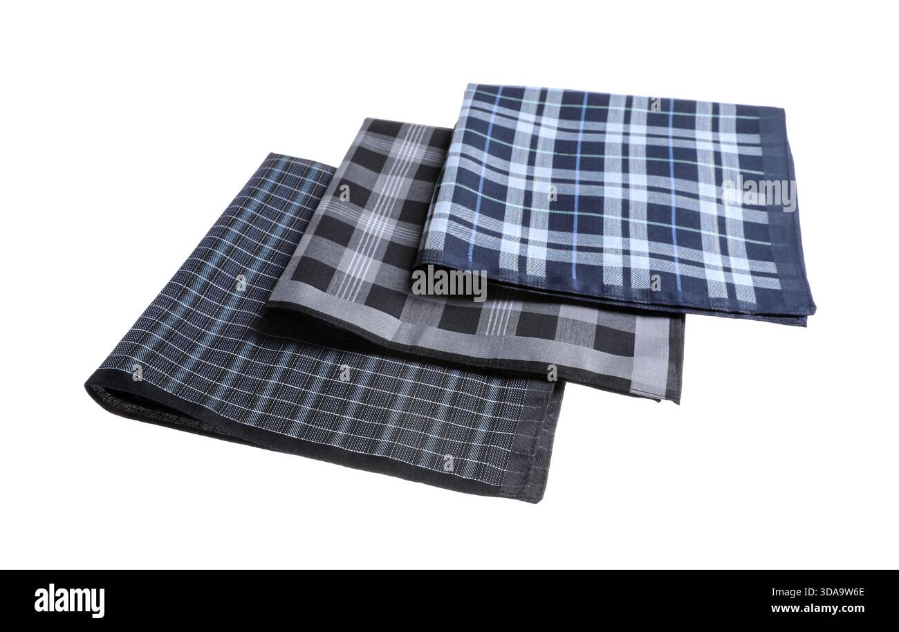Three different stylish handkerchiefs isolated on white Stock Photo