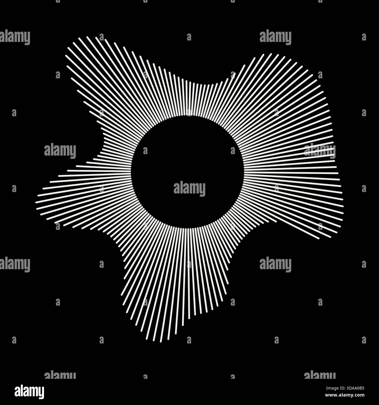 Circular waves. Sound circle white lines. Radial frame. Sound ring ...