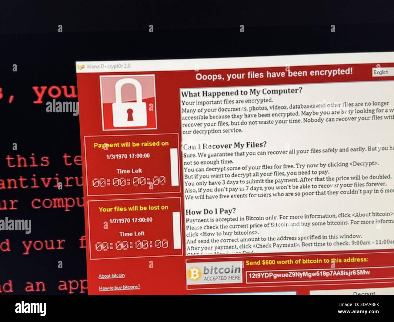 Nitrogen Ransomware Screen Wanna cry screen hi-res stock photography and images - Alamy