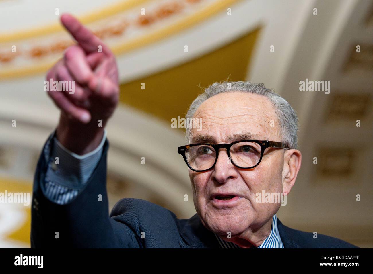 Senate Minority Leader Chuck Schumer, D-NY, speaks during a press ...