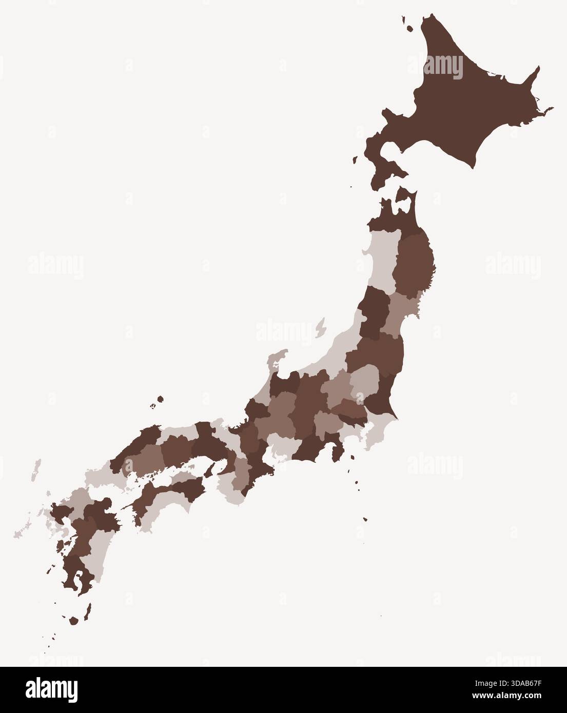 Map of Japan with regions. Just a simple country border map with region ...