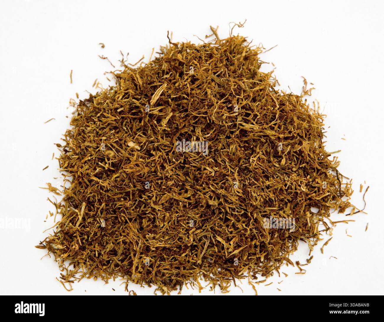 Loose shredded tobacco isolated on white background with copyspace Stock  Photo