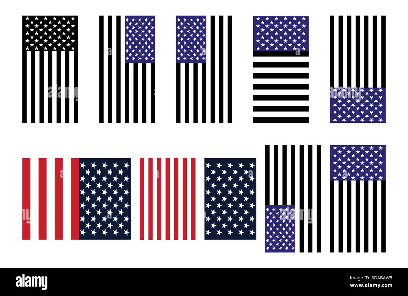 Stylized american flags banner background with vertical stripes and ...