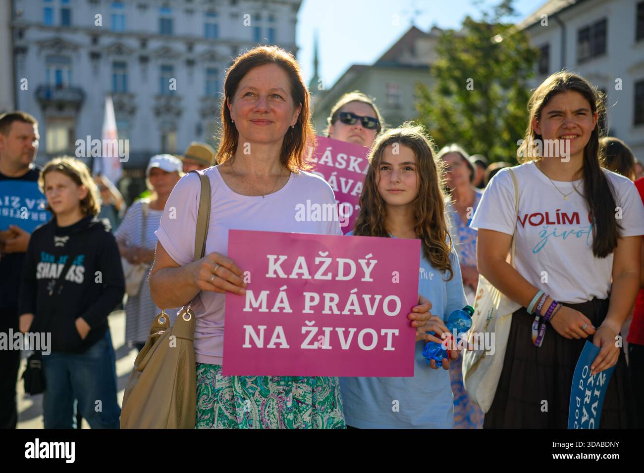 March for Life in Bratislava, Slovakia. 'Každý má právo narodiť sa' [Everyone has the right to life] - Stock Image