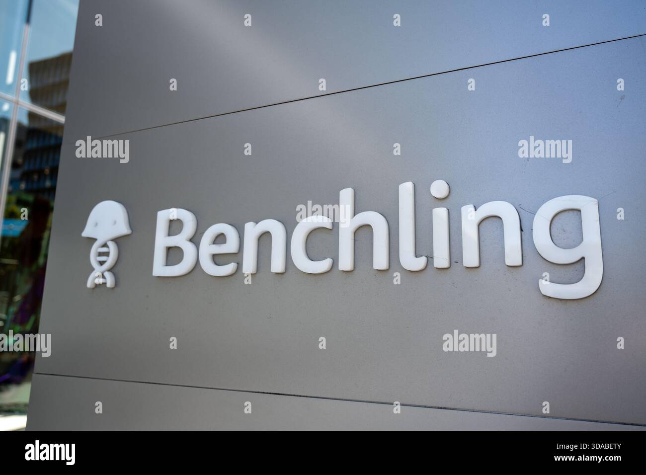 Benchling logo on metal sign outside office building, San Francisco ...