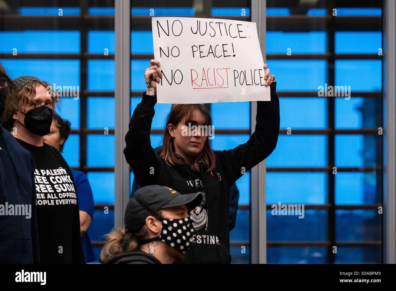Seattle, USA. 6th Dec 2025. Several dozen protestors filled Seattle ...